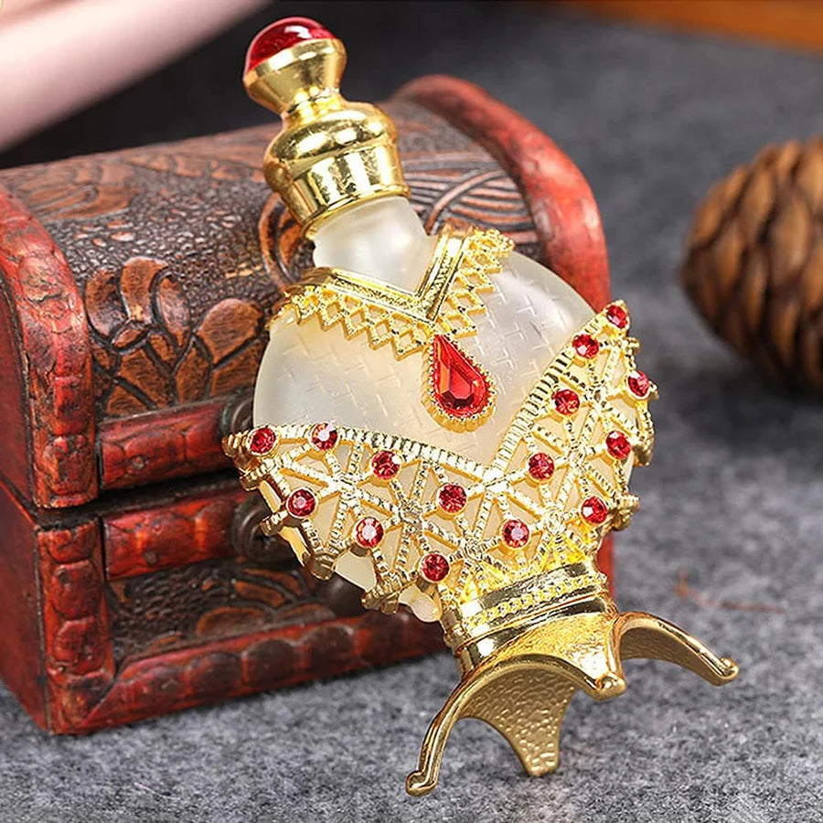 Crystal Rhinestone-encrusted Perfume Bottle Set, 30ml & 10ml Refillable Essential Oil Glass Dropper Bottles, Women's Accessories Qme