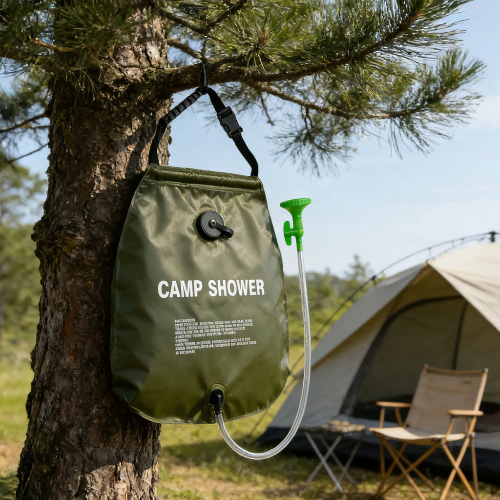 Pvc Water Wash Bag with Removable Hose Nozzle Foldable Travel Shower Water Bag for Camping Hiking Beach Outdoor Activities Qme