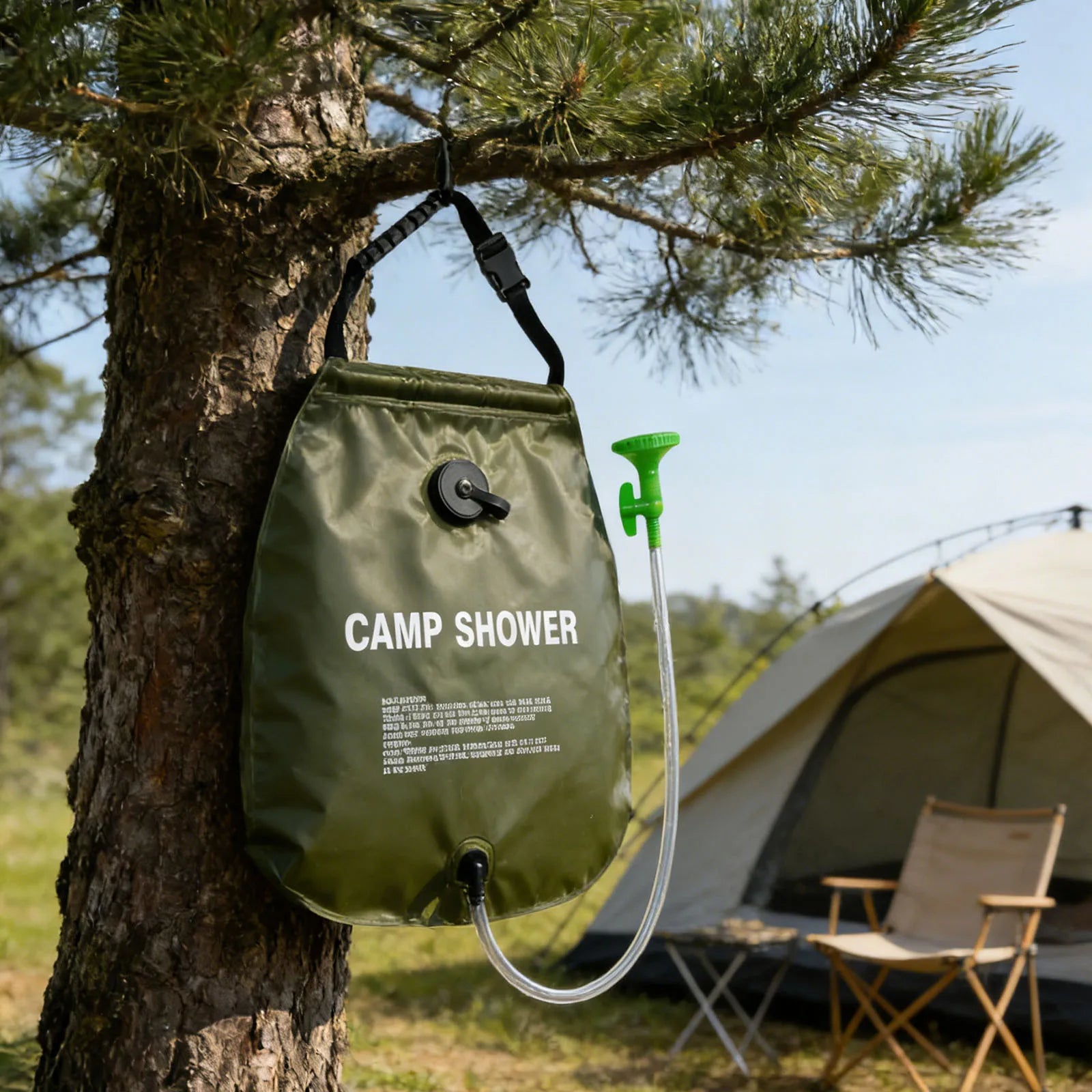 Pvc Water Wash Bag with Removable Hose Nozzle Foldable Travel Shower Water Bag for Camping Hiking Beach Outdoor Activities Qme