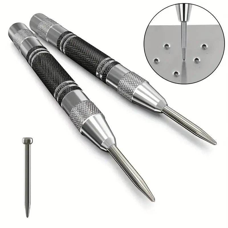 2pcs Automatic Center Punch General Automatic Center Punch Metal Drill Tool Center Hole Punch Super Strong Alloy Qme