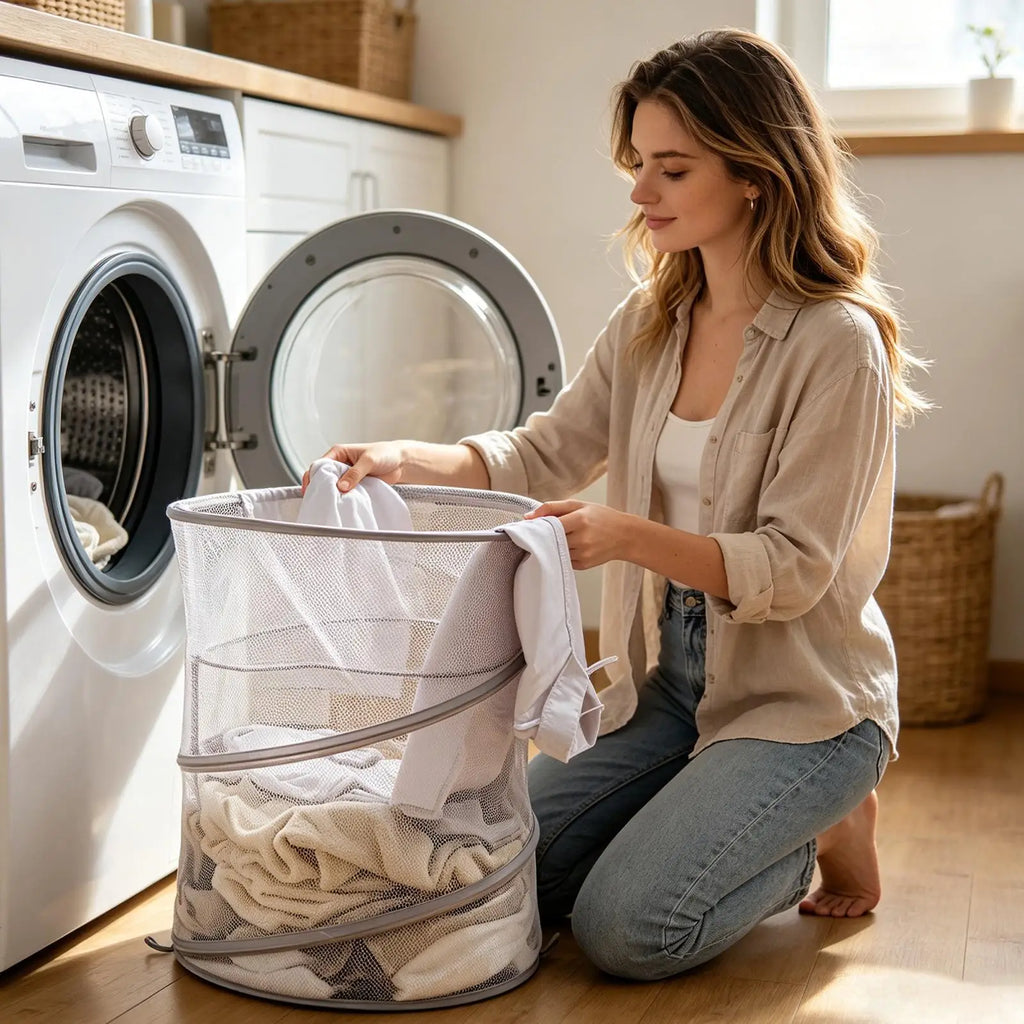 Dorm Laundry Basket Foldable Clothes Storage Bin Bag Bathroom Bedroom Qme
