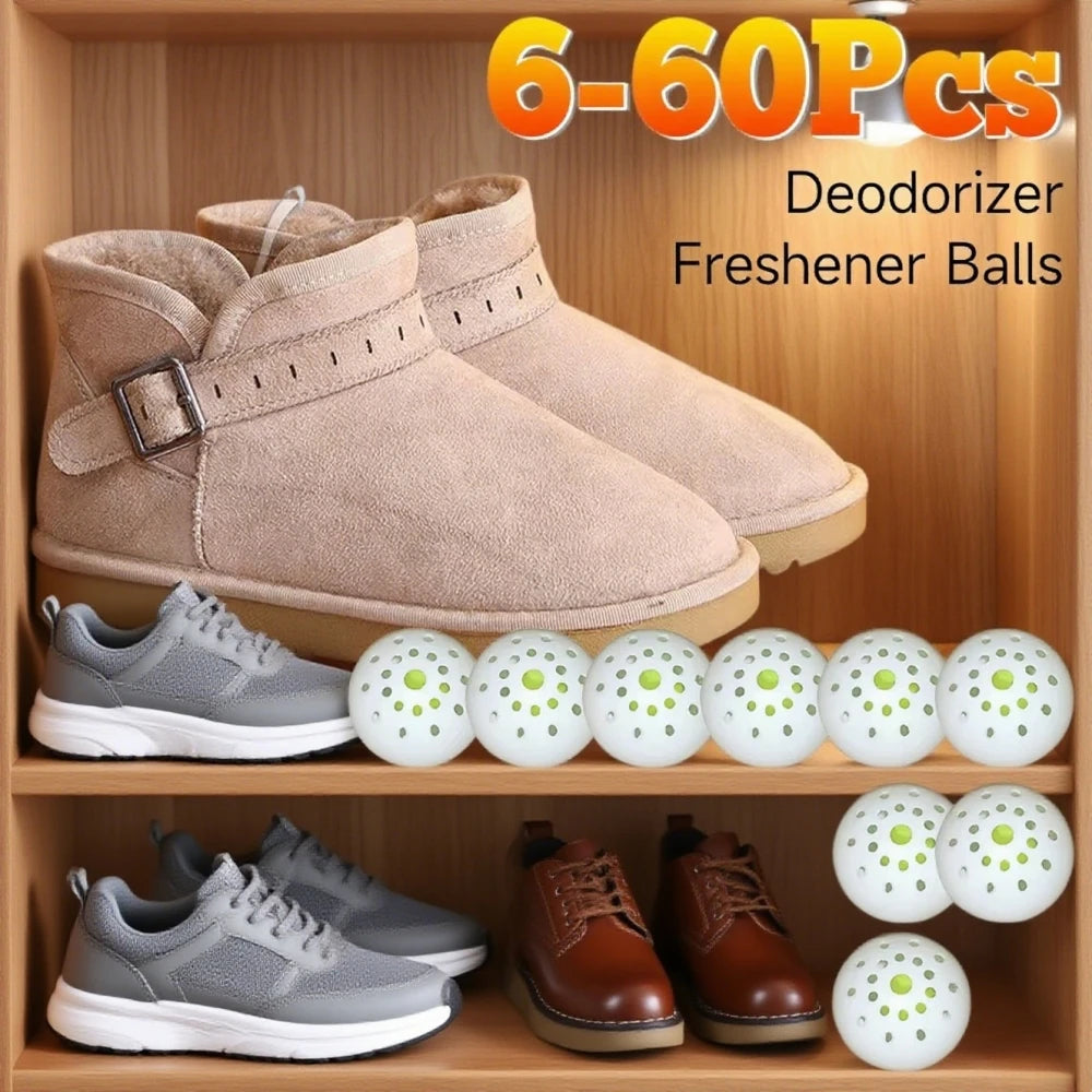 6-60PCS Shoes Deodorant Balls Jasmine Scent Fresheners Footwear Shoe Closet Toilet Deodorization Long-lasting Aromatic 3cm Qme