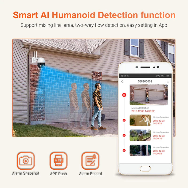 ESCAM QF218 1080P Pan/Tilt AI Humanoid detection Cloud Storage Waterproof WiFi IP Camera with Two Way Audio Surveillance Cameras Qme