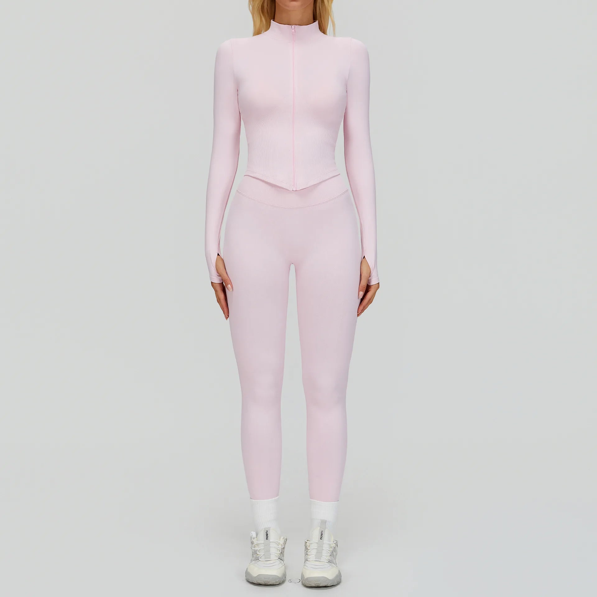 A 2/3PCS Yoga Suit Sports Set Gym Set Women Tracksuit Workout Clothes Long Sleeve Sports Bra Athletic Wear Yoga Clothing Qme 2pcs powder S