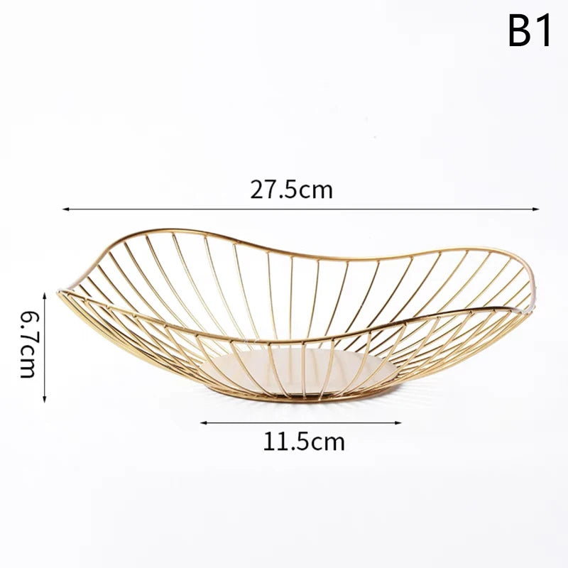 Table Bread Snacks Tray Storage Iron Fruit Basket Container Bowl Home Qme B1