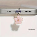 CC11Sakura Flowers Phone Dust Plug Accessories Decoration Hanging Qme A1 For IPhone
