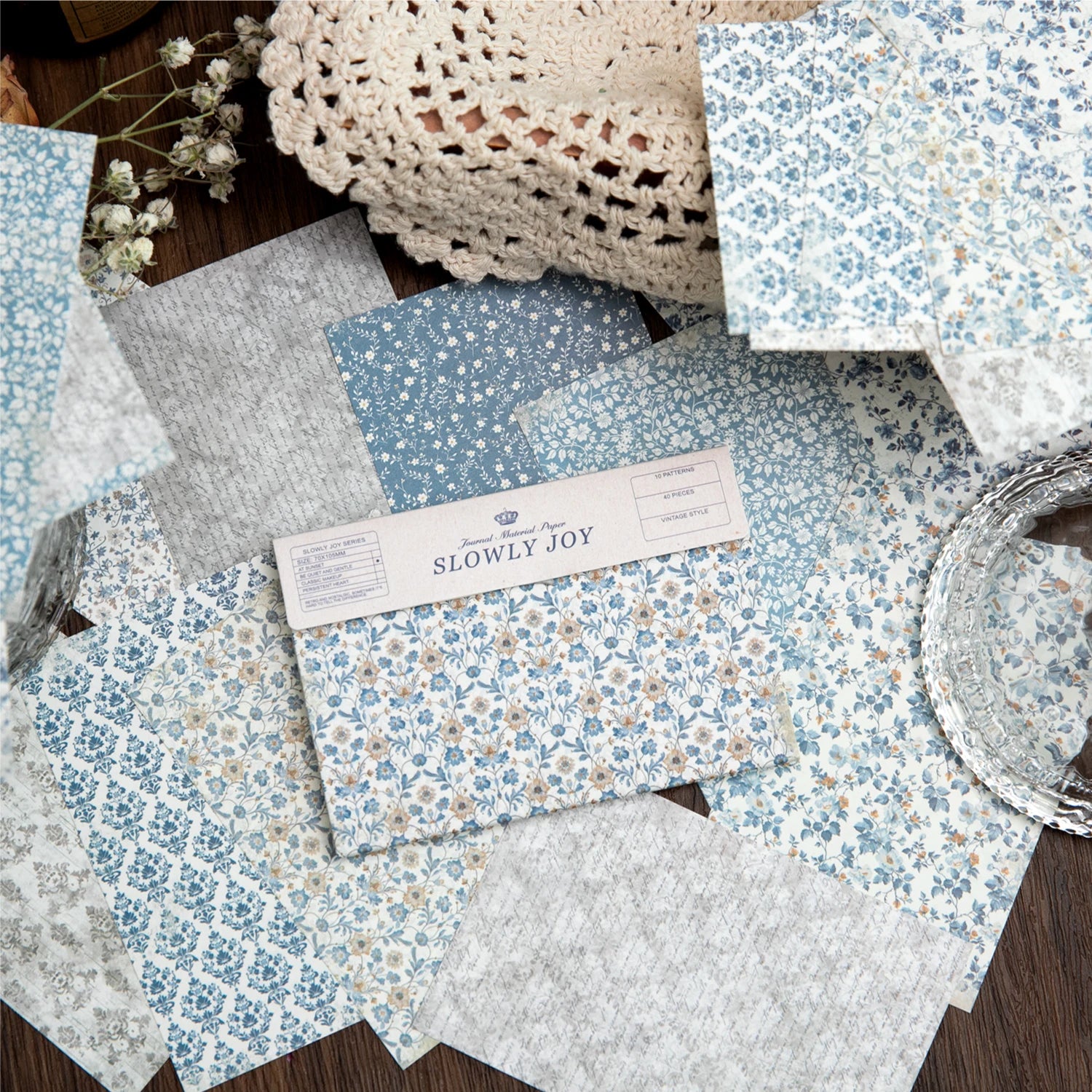 40 pcs Gauze Background Decor Scrapbook Vintage Materials Paper Combo Kit DIY Junk Journal Collage Photo Album Retro Stationery Qme