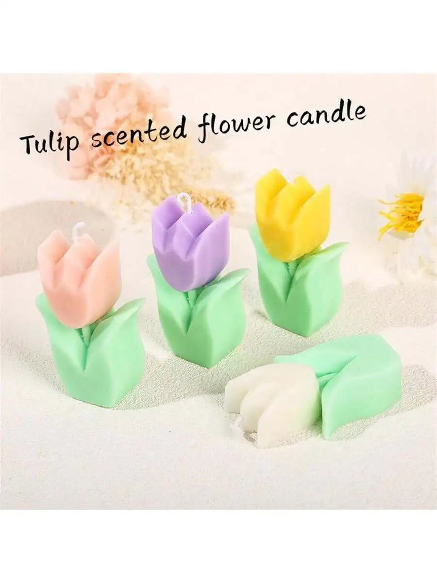 Colorful Tulip Scented Candle Suitable Valentine's Day Gifts Home Qme
