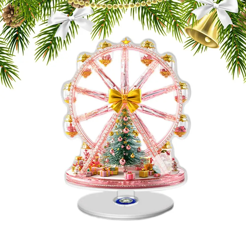 Christmas Table Decor 2D Vintage Ferris Wheels Rotating Base Tree Qme B China Mainland