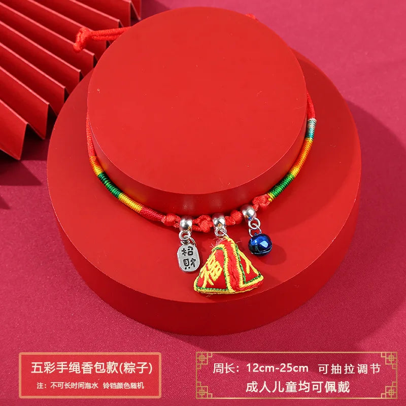 Blessing Embroidered Fragrant Bag Tiger Head Fragrant Bag Pendant Bracelet Dragon Boat Festival Colorful Rope Woven Bracelet Qme zongzi China Mainland 12-25cm