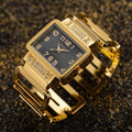 Cansnow Rectangle Ladies Watch Bracelet or Silver Bracelet Watches for Women with Hollow Stones and Quartz Fashion Clock Qme Gold Black