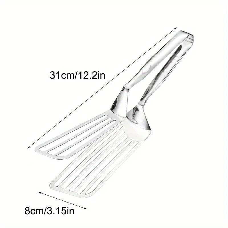 1pc Heavy-Duty Commercial & Home Kitchen Use - Stainless Steel Construction, Non-Slip Grip - Dual-Sided Spatula Qme 1 Pcs Set