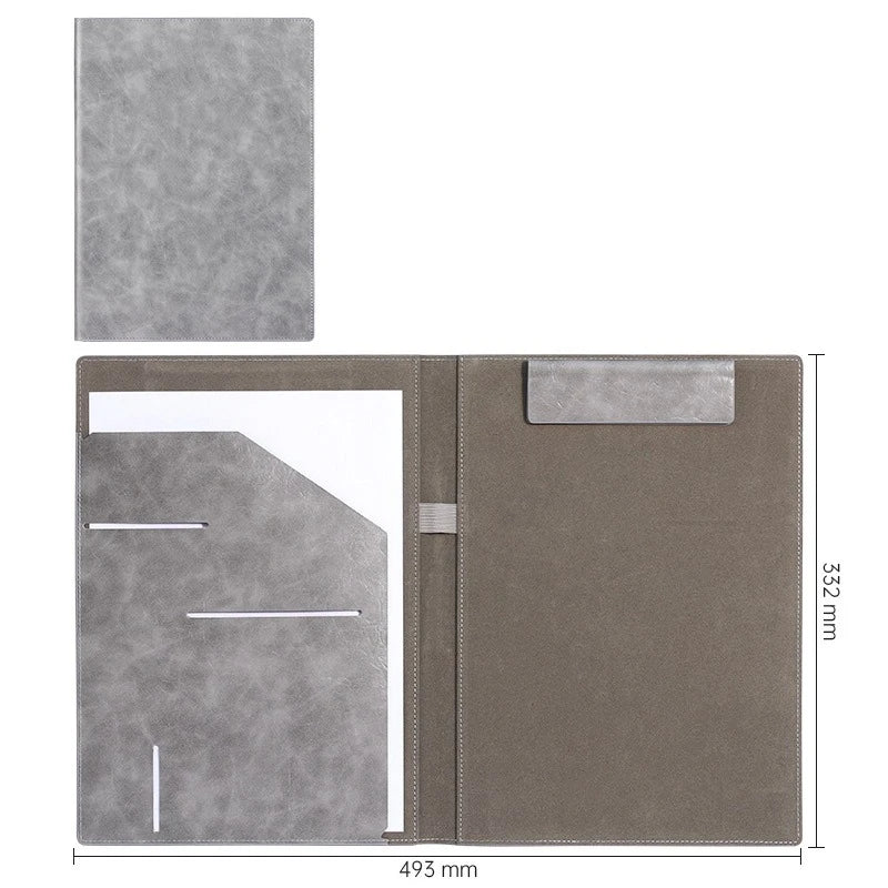 Faux Leather Interview Portfolio Folder Notepad Holder Business Card Qme Gray