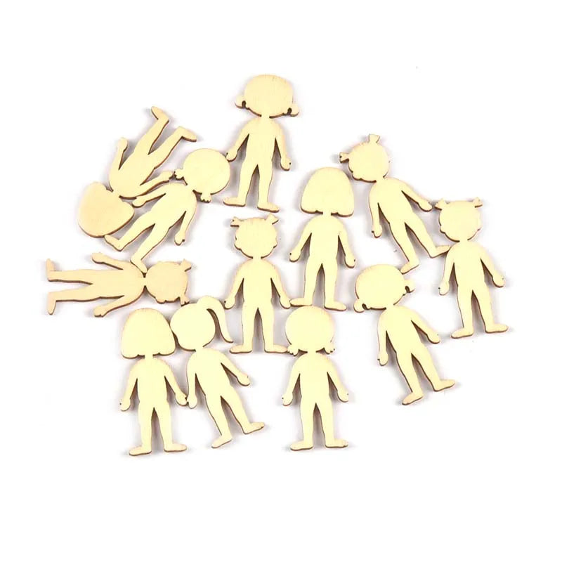 20Pcs 22x49mm Boy/Girl Wooden Crafts Decoracion DIY Scrapbooking Crafts Supplies Home Party Decor Handmade Ornaments Arts c3417 Qme