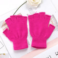 New Black Half Finger Fingerless Gloves for Women and Men Knit Wrist Cotton Pink Hand Gloves Winter Warm Workout Work Mittens Qme Rose Red One Size