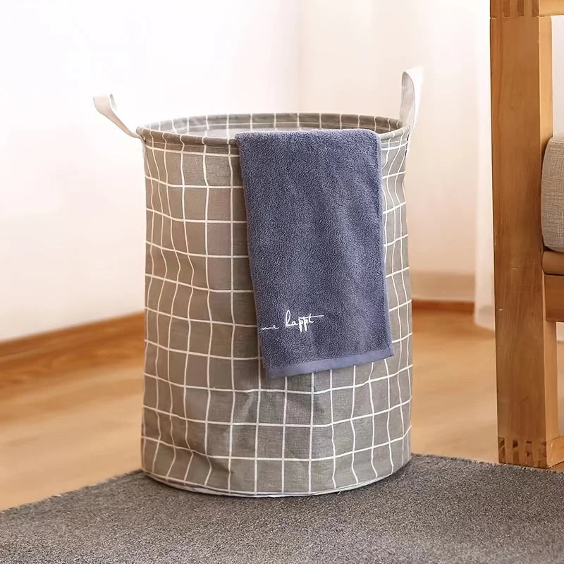 1 Foldable Fabric Cotton Linen Dirty Clothes Basket Large Storage Qme