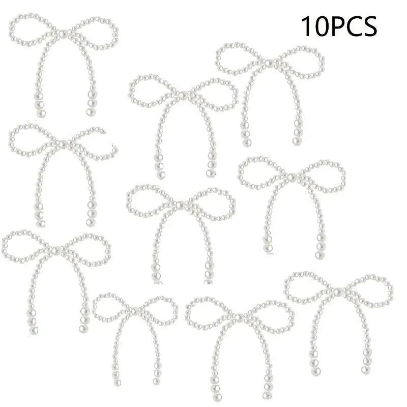 5 Pearl Bow Cake Decoration Suitable Single Party Birthday Baptism Qme 10PCS White