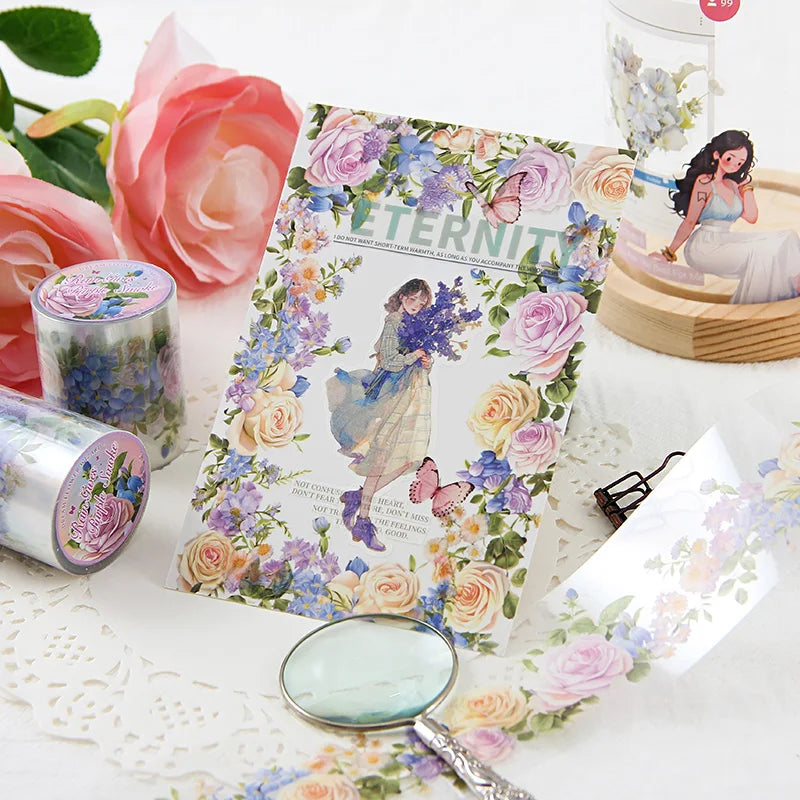 50mm*2m Lace Flower Landscaping Material Decor PET Tape roll Creative Journal Collage Scrapbooking Stationery School Supplies Qme