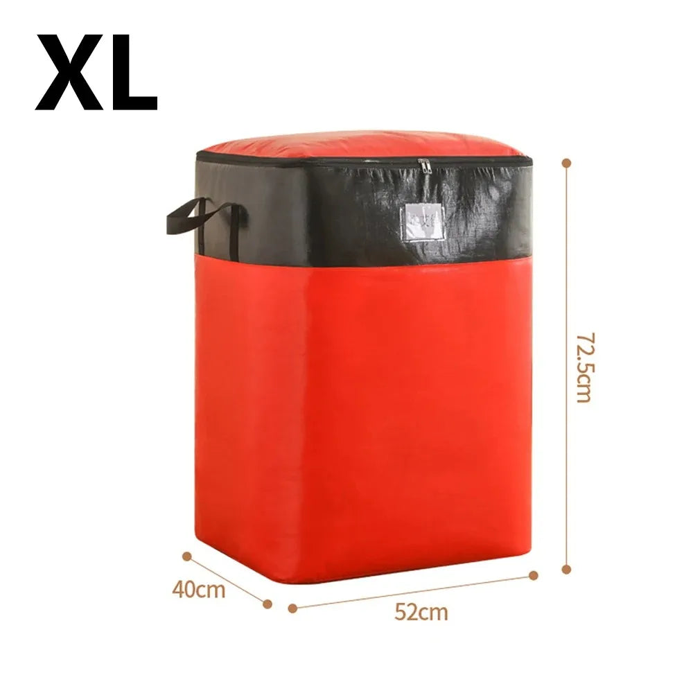 Thickened Eco-friendly Luggage Bag Waterproof Woven Bag Transfer Storage Wear-resistant Bag Large Capacity Foldable Moving Bag Qme Red XL 140L