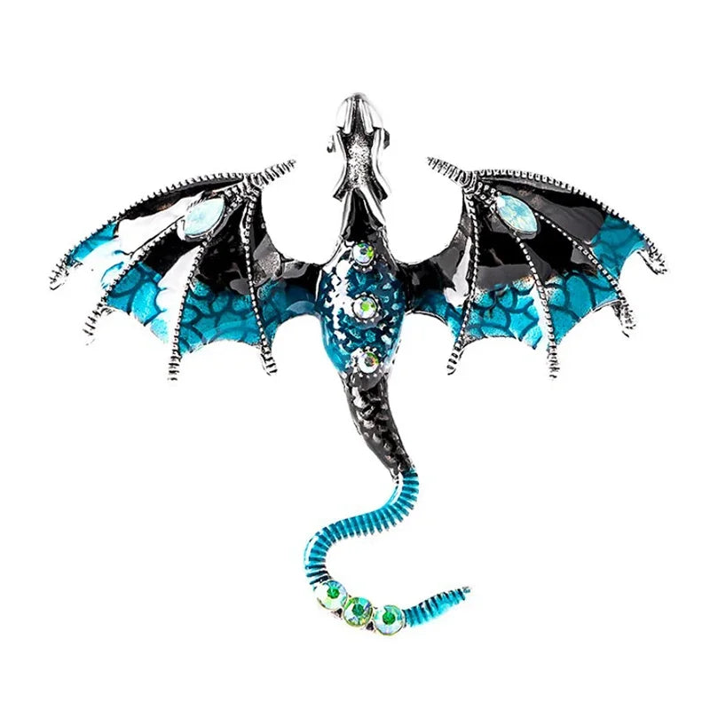 Enamel Fly Dragon Brooch Women Men Rhinestone Beautiful Legand Animal Qme A3