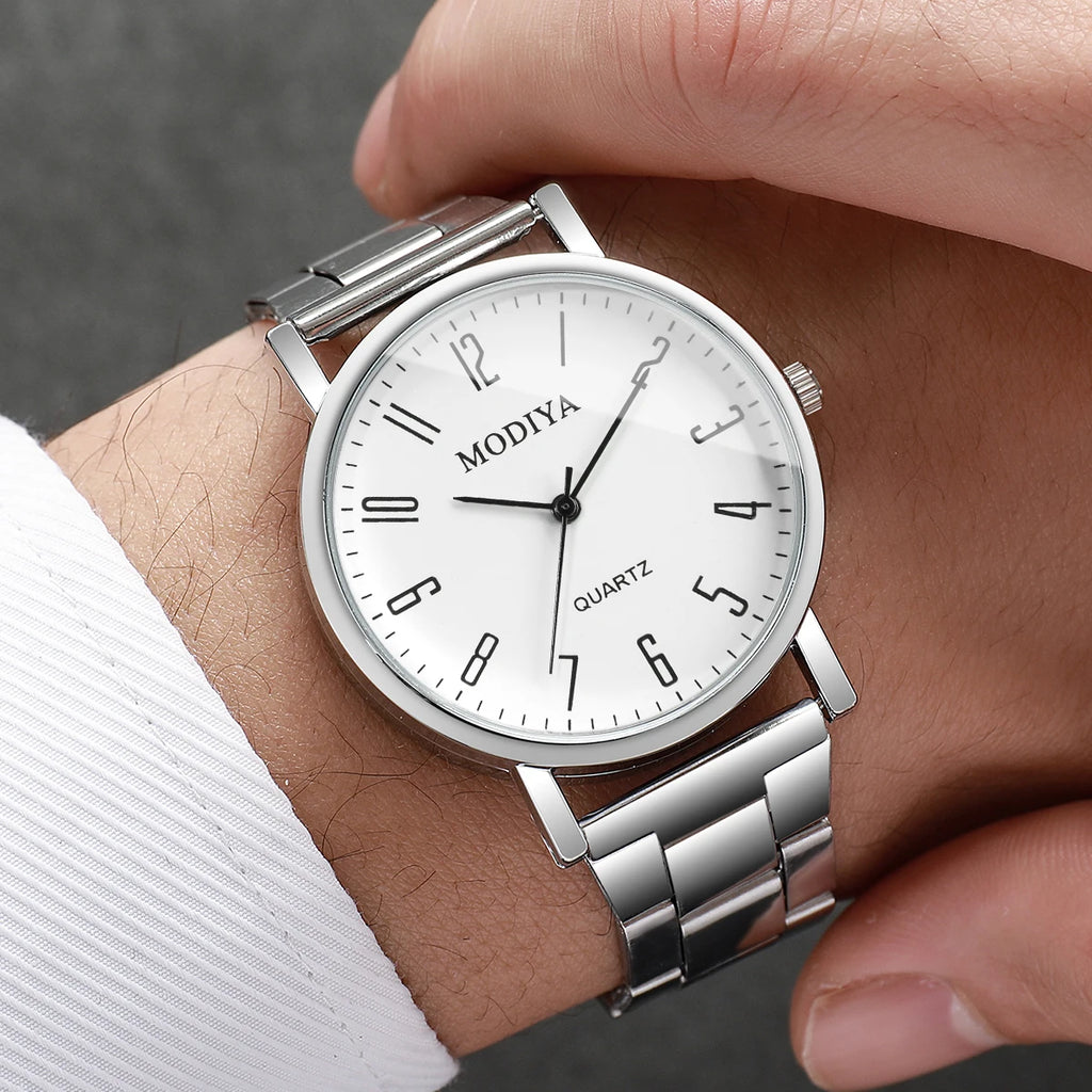 2 Pçs/set Homens Relógios de Negócios Moda Analógico Relógio de Quartzo Reloj Hombre (Sem Caixa) Qme