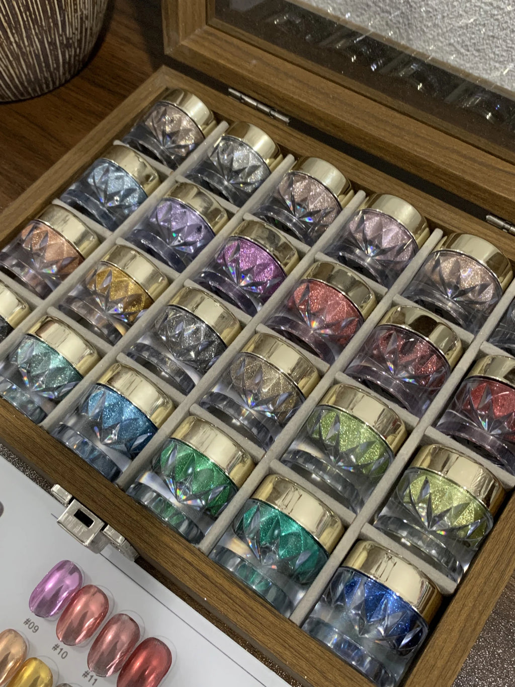 24-color Autumn Winter Nail Art Mirror Powder Swatches Storage Box Qme