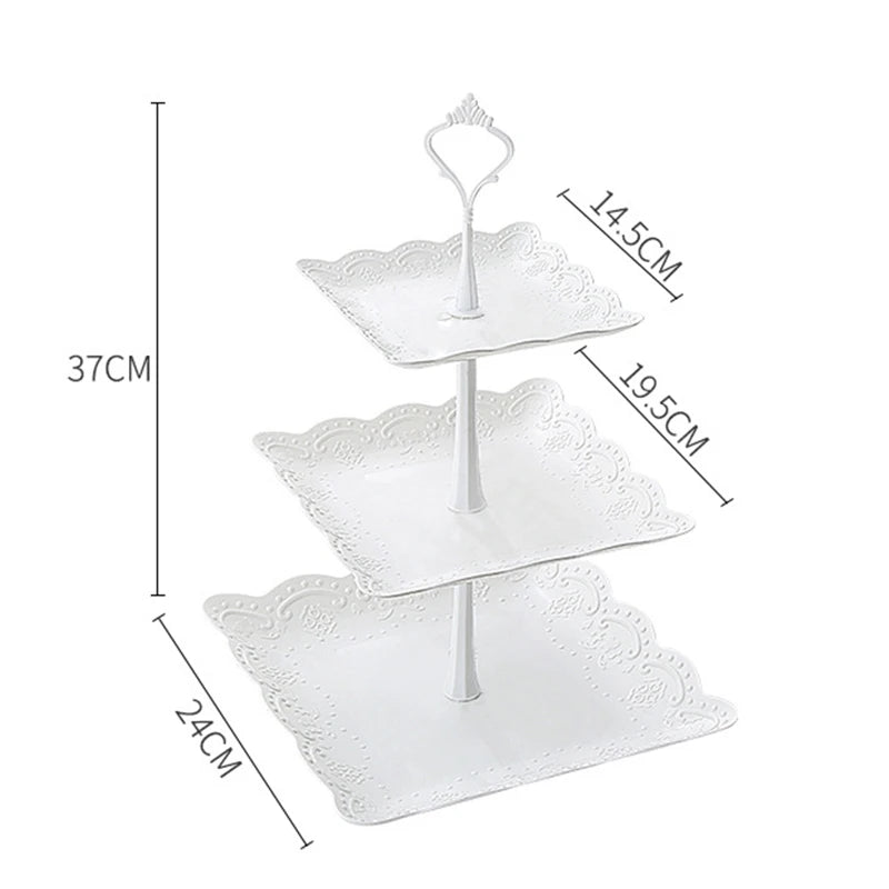 PPServing Stand Dessert Tower Sum Fruit Tray 2 3 Tier Tea Party Baby Qme
