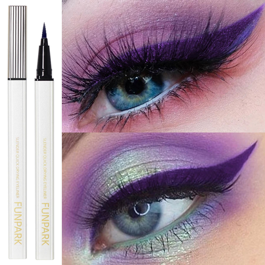 Purple Fine Liquid Eyeliner Long Lasting Eye Pen Waterproof Qme