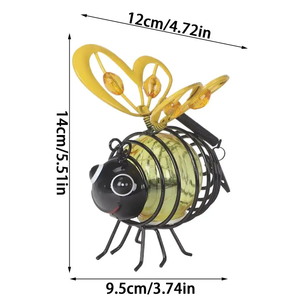 Bee Lights Metal Waterproof Funny Lamp Bee Outdoor Decor Solar Yard Lights for Lawn Yard Tree Window Fence Porch Patio Pathway Qme Yellow
