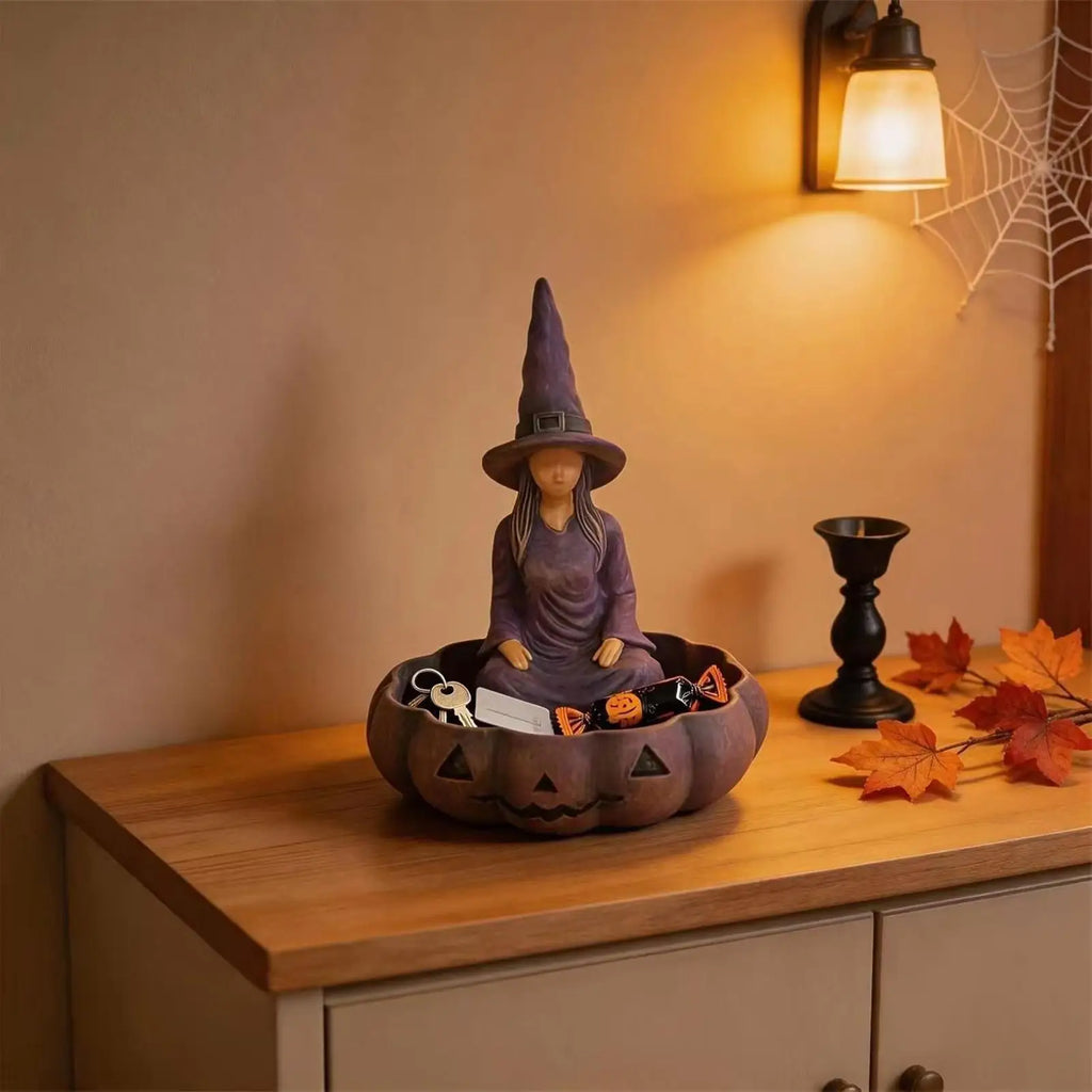 Halloween Candy Bowl Witch Pumpkin Seasonal Tabletop Decor Festive Qme