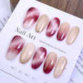Handmade Short Round Press Nails Gilded Baroque Sparkling Cat Eye Qme GJ-CDJ-ZB225-M