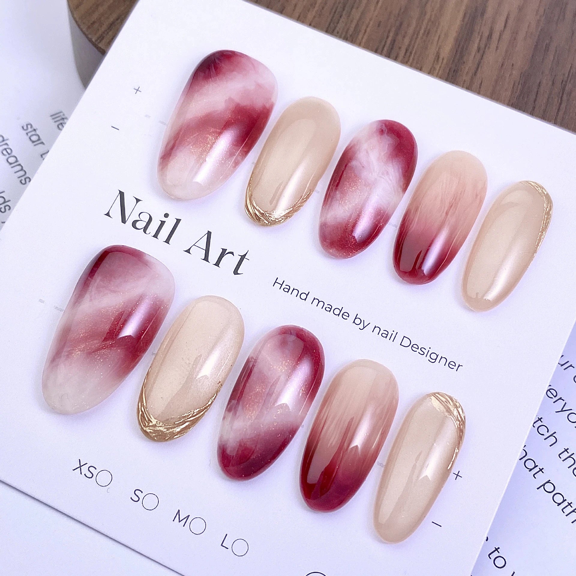 Handmade Short Round Press Nails Gilded Baroque Sparkling Cat Eye Qme GJ-CDJ-ZB225-M
