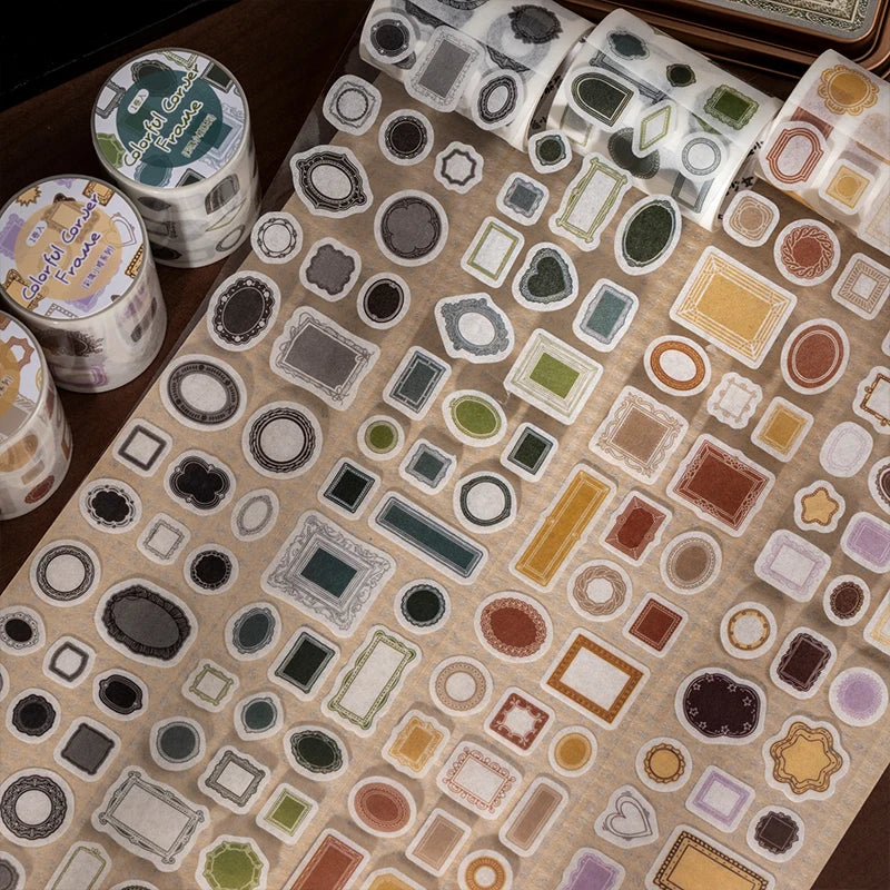 Vintage Multi-shape Washi Tape, Antique European Label Decorative Tape for Journal Layering & Collage, Ideal Holiday & Birthday Qme