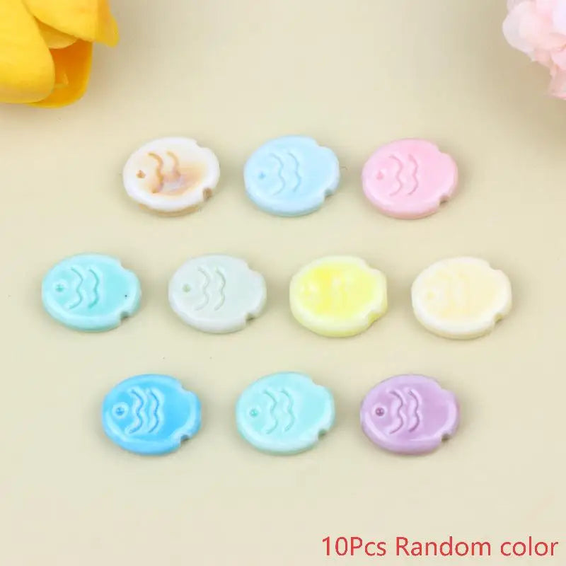 10Pcs Cute Ceramic Fish Beads Handmade Colorful Loose Spacer Beads For Jewelry Making DIY Bracelet Necklace Accessories Qme A4