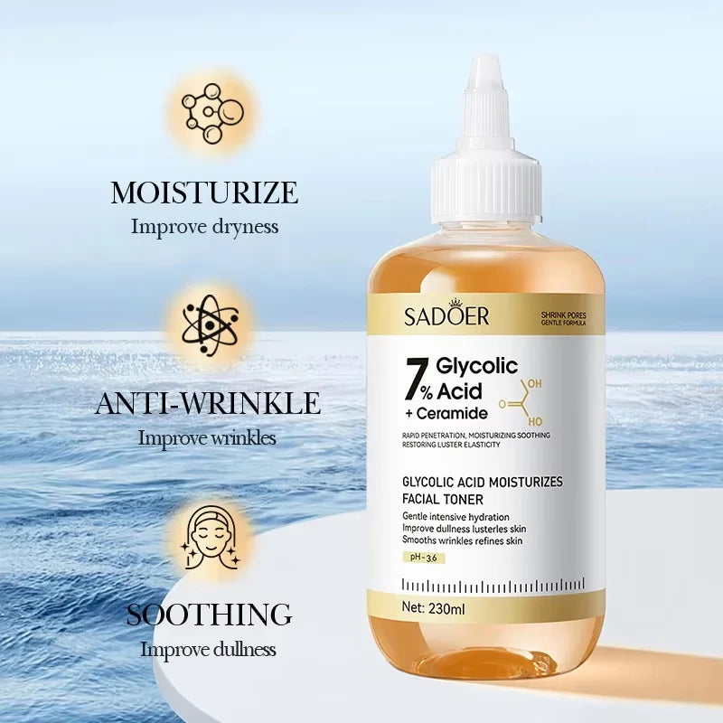 SADOER Glycolic Acid Toner Face Serum Facial Skincare Moisturizing Facial Toner Firming Nourishing Face Essence Skin Care Qme