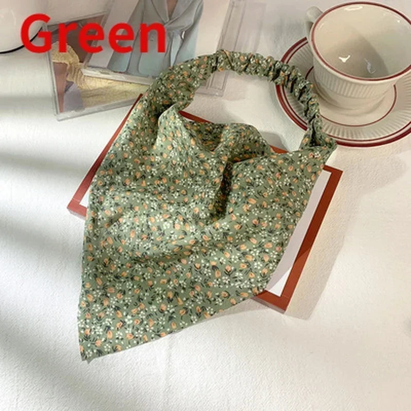 Floral Kerchief Headwear Wrist Head Wrap Scarf Triangular Headscarf Qme 3