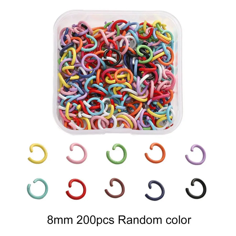 Colored DIY Jewelry Accessories Set Bead Keychain Open Jump Rings Lobster Clasp Hooks Small Screw Eye Pins for Jewelry Making Qme Open Jump Rings