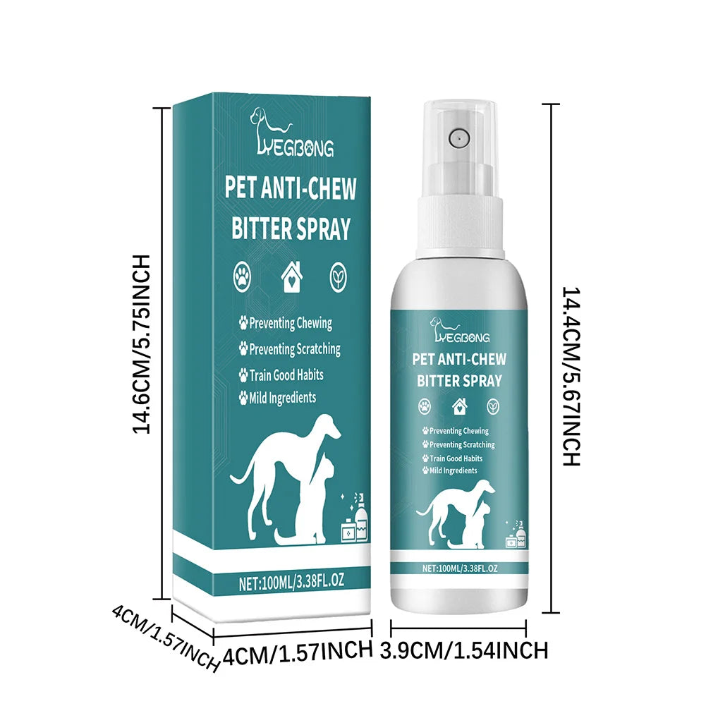 100ml No Chew Spray for Dogs Safe No Alcohol Natural Bitter Spray Deterrent Spray Pet Anti Chew Spray for Dogs To Stop Chewing Qme