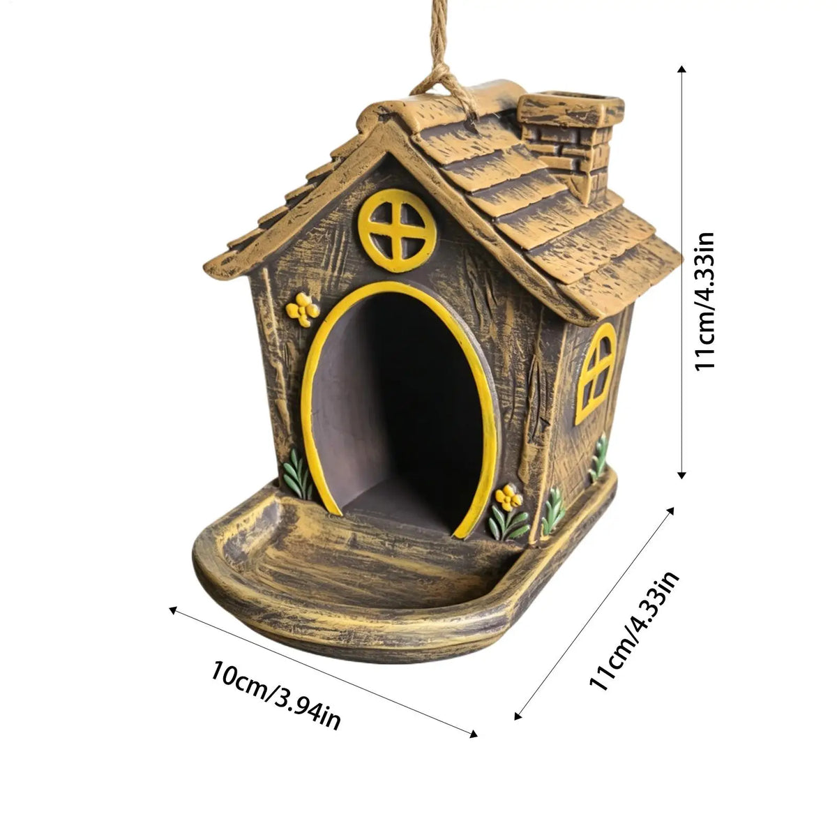 Yard Bird Feeder Vintage Cottage Shaped Outdoor Birdfeeder Patio Qme