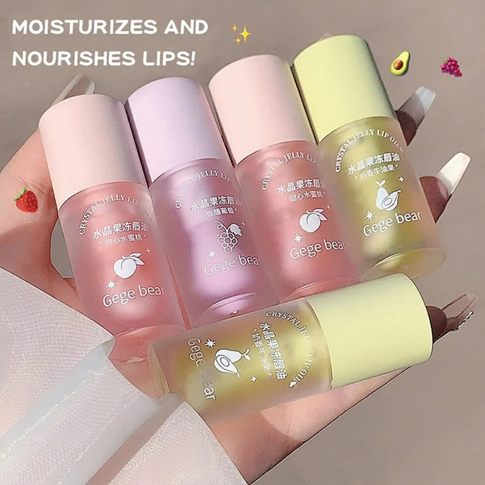 Gege Bear Crystal Jelly Fruit Lip Oil Peach Grape Avacado Hydrating Qme