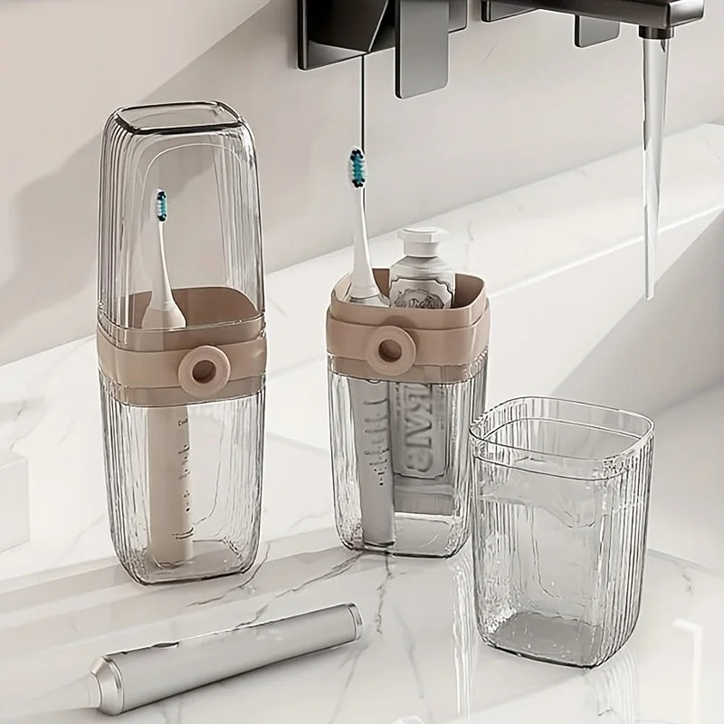 Portable Travel Bathroom Set Transparent Toothbrush Cup Soap Box Dustproof Storage Holder for Trip Camping Gym Wash Organizer Qme