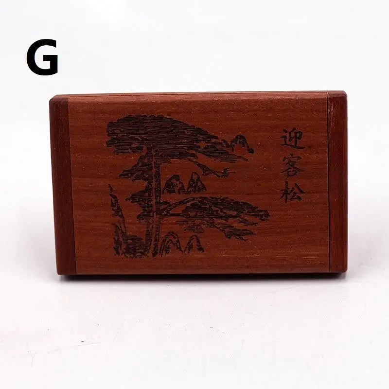 2-in-1 Wooden Comb Mirror Compact Red Sandalwood Folding Travel Home Qme G