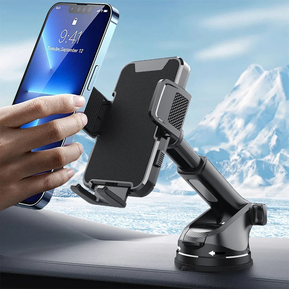 Gravity Sucker Car Phone Holder Retractable Cell Phone Support 360° Rotation Windshield Phone Bracket for Trucks RVs Vehicles Qme