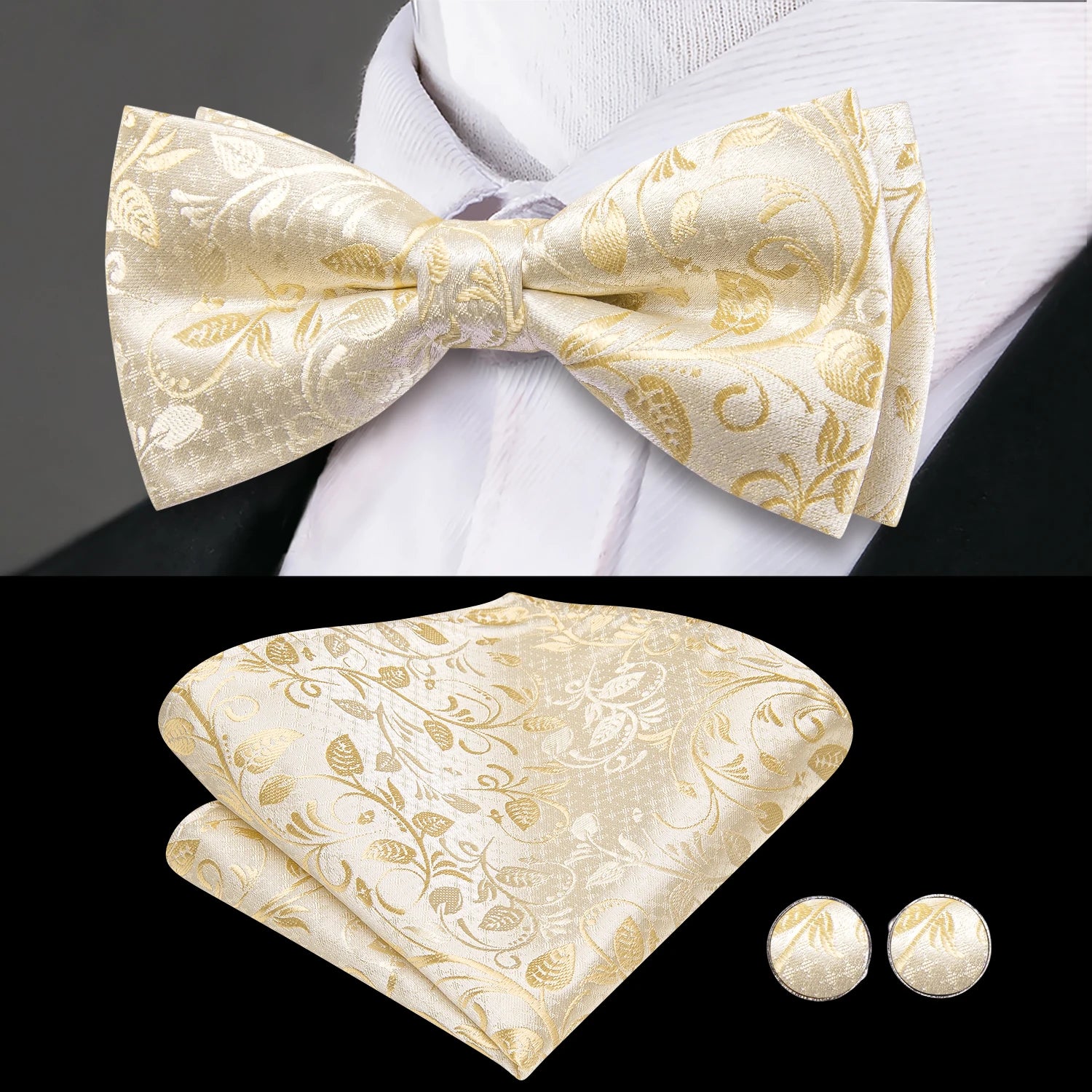 Hi-tie Mens Cummerbunds Vintage Formal Jacquard Pailey Bowtie Hanky Qme
