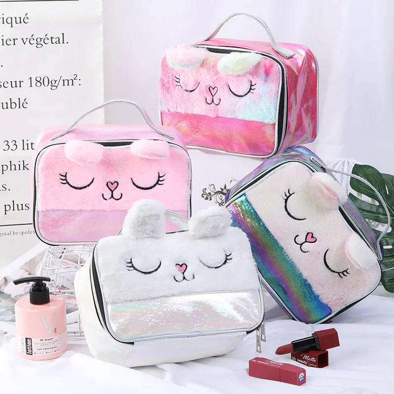 Portable Cosmetic Pouch Zipped Travel Wash Bag Versatile Storage Qme