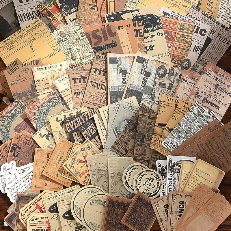 100 pcs/pack Vintage Memo Paper Set DIY Scrapbooking School Supplies Decor Junk Journal Marking Creative Stationery Notes Paper Qme