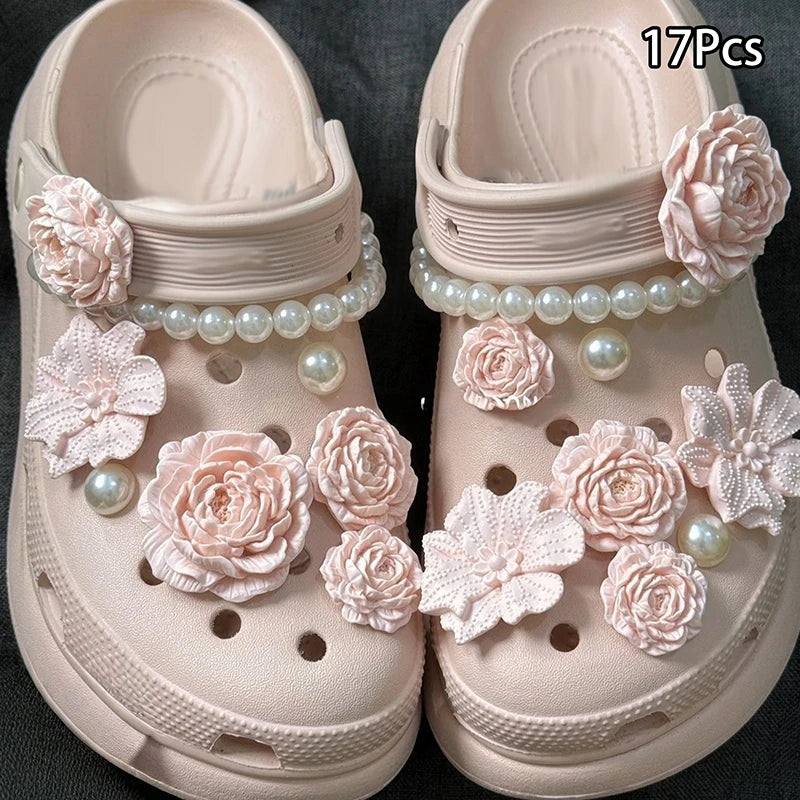 Kawaii Elegant Charms Shoes Decor Fashion Rose Resin Ornaments Funny Qme A5