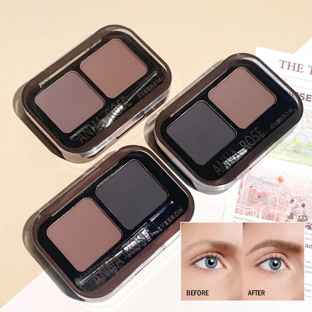 2Color Eyebrow Powder Palette Makeup Black Brown EyeBrow Enhancer Professional Waterproof Cosmetic Eye Shadow Palette with Brush Qme
