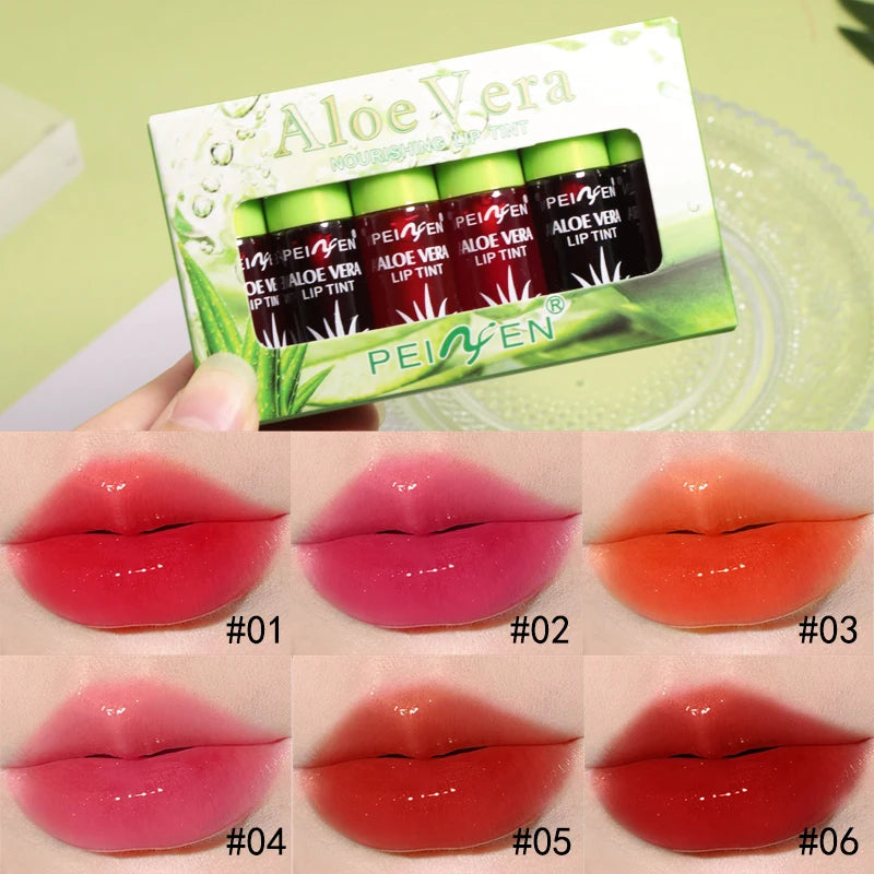 6-pack Aloe Vera Tinted Lip Oil Hydrating Moisturizing Small Glaze Qme