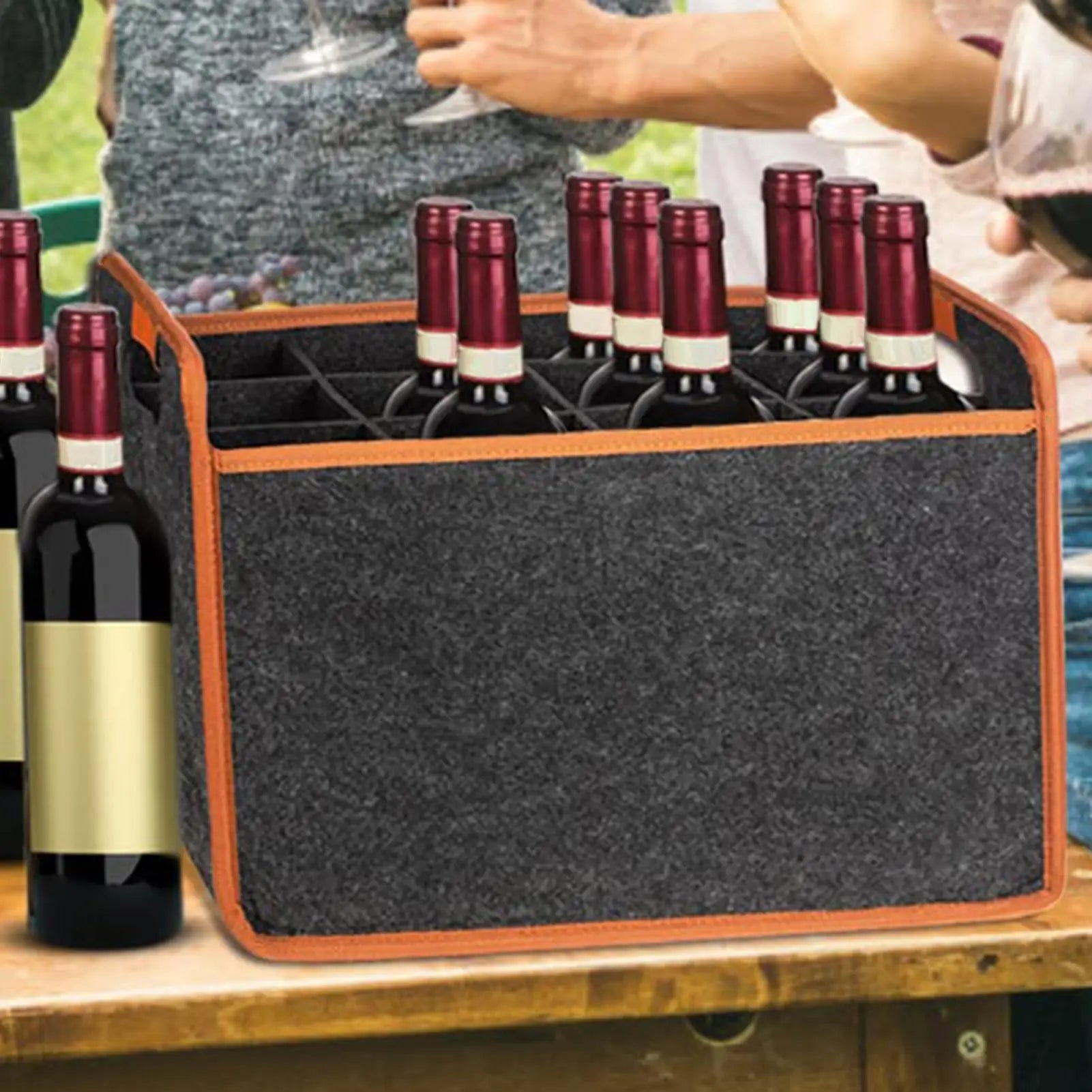 Wine Travel Bag 12-Bottle Felt Carrier Storage Box Divider Liquor Qme